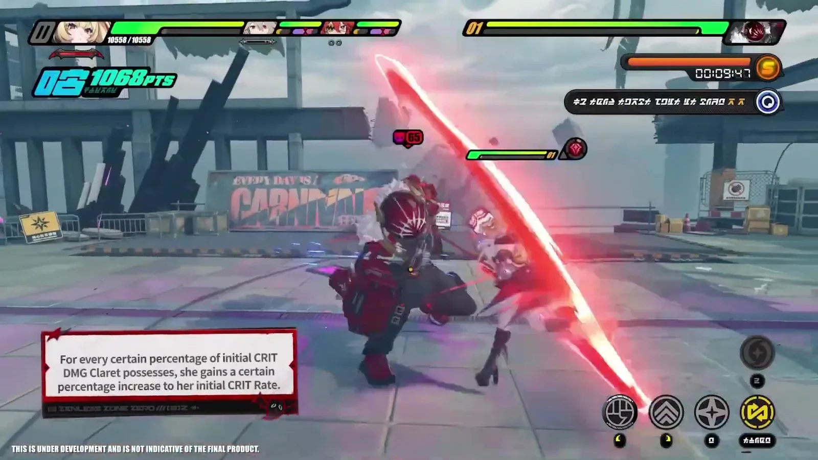 ZZZ rule text over Claret's Sharp attack reading: for every certain percentage of initial CRIT DMG Claret possesses, she gains a certain percentage increase to her initial CRIT Rate.