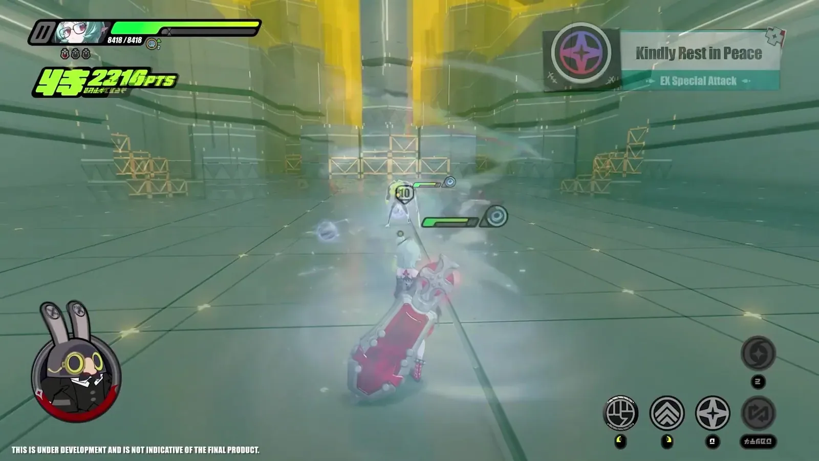 Roxy in ZZZ casting Kindly Rest in Peace, her channelled EX Special Attack, with the skill name shown in the top right of the screen.