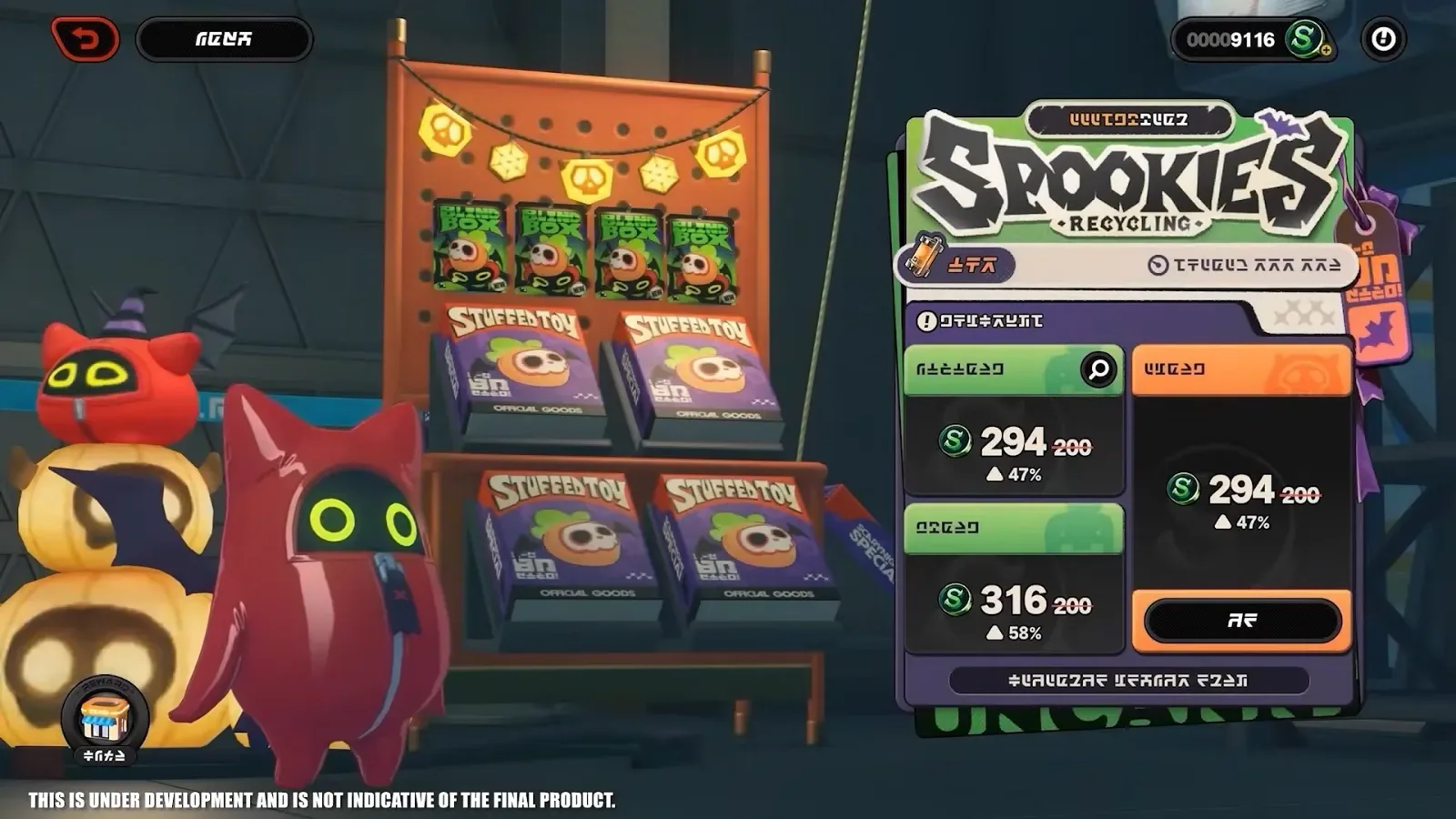The Spookies Recycling stall in ZZZ Operation Bagel, buying Candle Cores at prices of 294 and 316 with percentage changes shown.