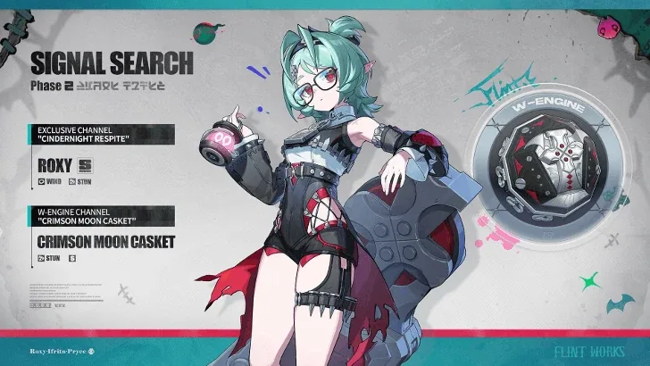 Roxy Signal Search banner art from Zenless Zone Zero 3.2 Phase 2 "Cindernight Respite"